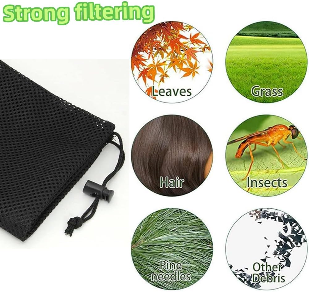 2 Pack 12.2"X 15.9" Pump Barrier Bag, with Drawstring Pond Mesh Pump Filter Bag for Pond Biofilters Aquarium Filtration and Outdoor Swimming Pool Black Media Bags image number 1