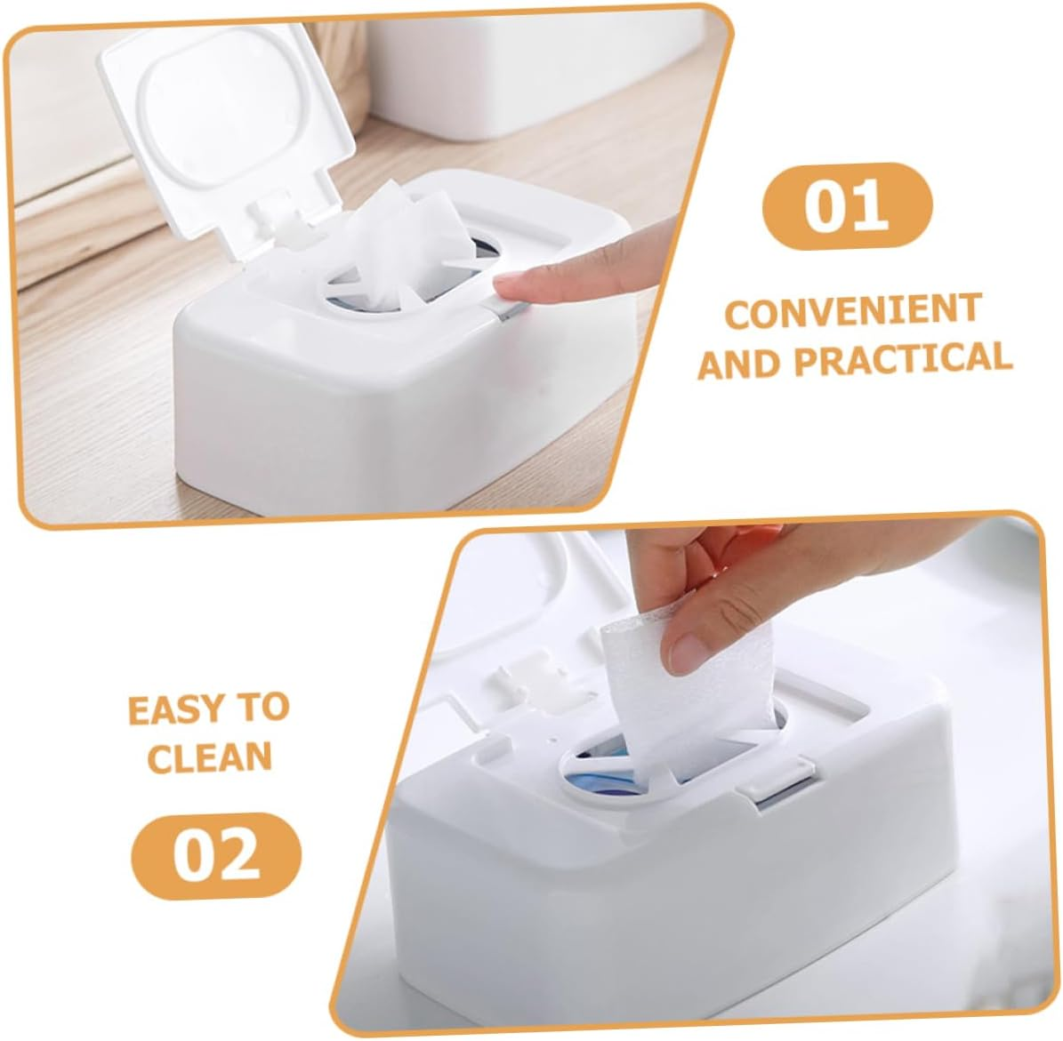 Generic 4Pcs Storage Box Dispenser Washable Car Cleaning Controller Portable Constant USB Heater Wipes Container Refillable Thermostat Reusable Wipes Holder Pp White image number 2