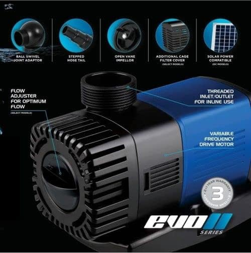 EVOII EV4900 Pump Submersible or Inline 4900L/Hr 240V 5M Head 10M Cable 02EV175