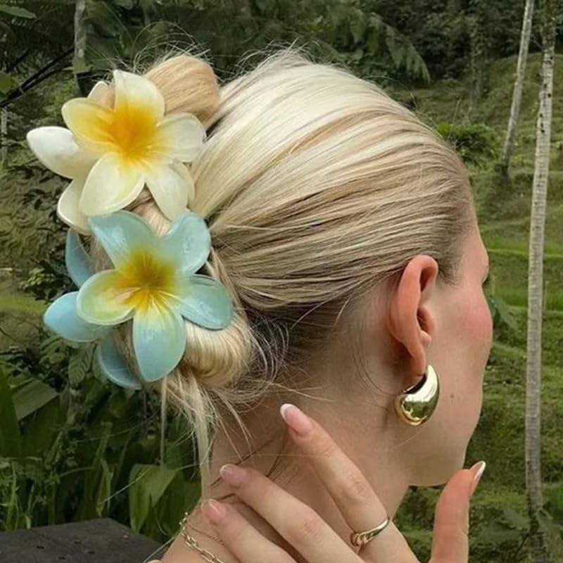 Pack of 6 Flower Hair Clips Non-Slip Hawaiian Large Flower Hair Clip Hair Clips for Women for Girls Thick Thin Hair Holiday Gifts image number 2