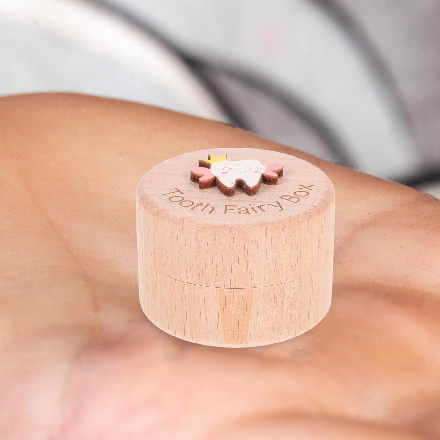 CHILDWEET Wooden Tooth Keepsake Box Cute Tooth Storage Holder for Boys Shower for Newborns Unique Growth Milestone Keepsake image number 4