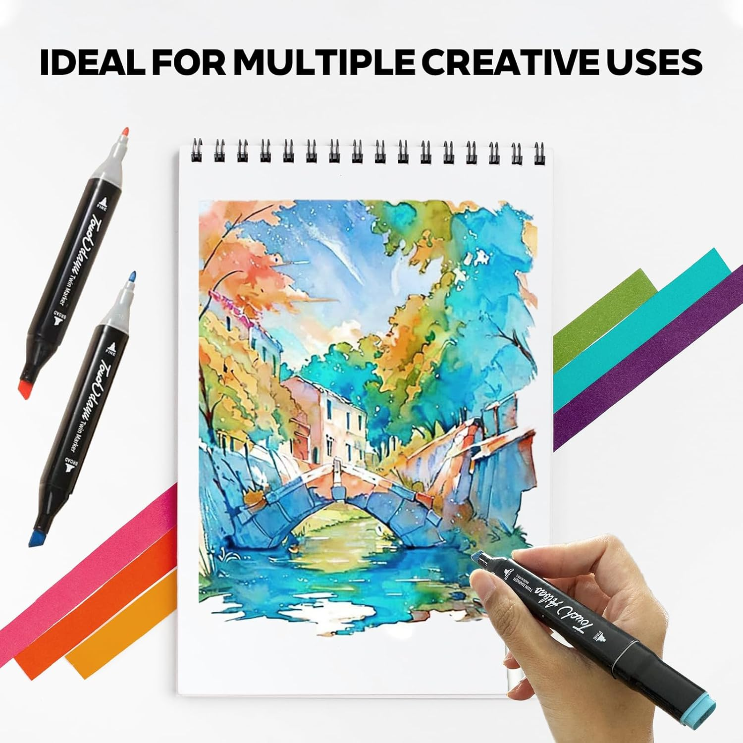 262 Colours Dual Tips Alcohol Markers Brush Markers Set - Painting Art Markers with Fine & Chisel Tips Storage Bag & A4 Drawing Book for Drawing Pens for Kids Adults Artist Calligraphy Sketching image number 3