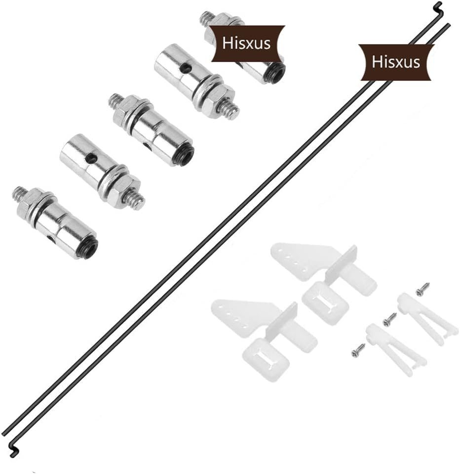 Yrhrol 15Pcs Adjustable Pushrod Connector Linkage Stopper 1.3Mm + 15Pcs Nylon Control Horns 21X10 Mm + 15Pcs 1.2 X 210Mm Z Push Rods Parts Compatible for RC Airplane Plane Boat Replacement (15 PCS) image number 4