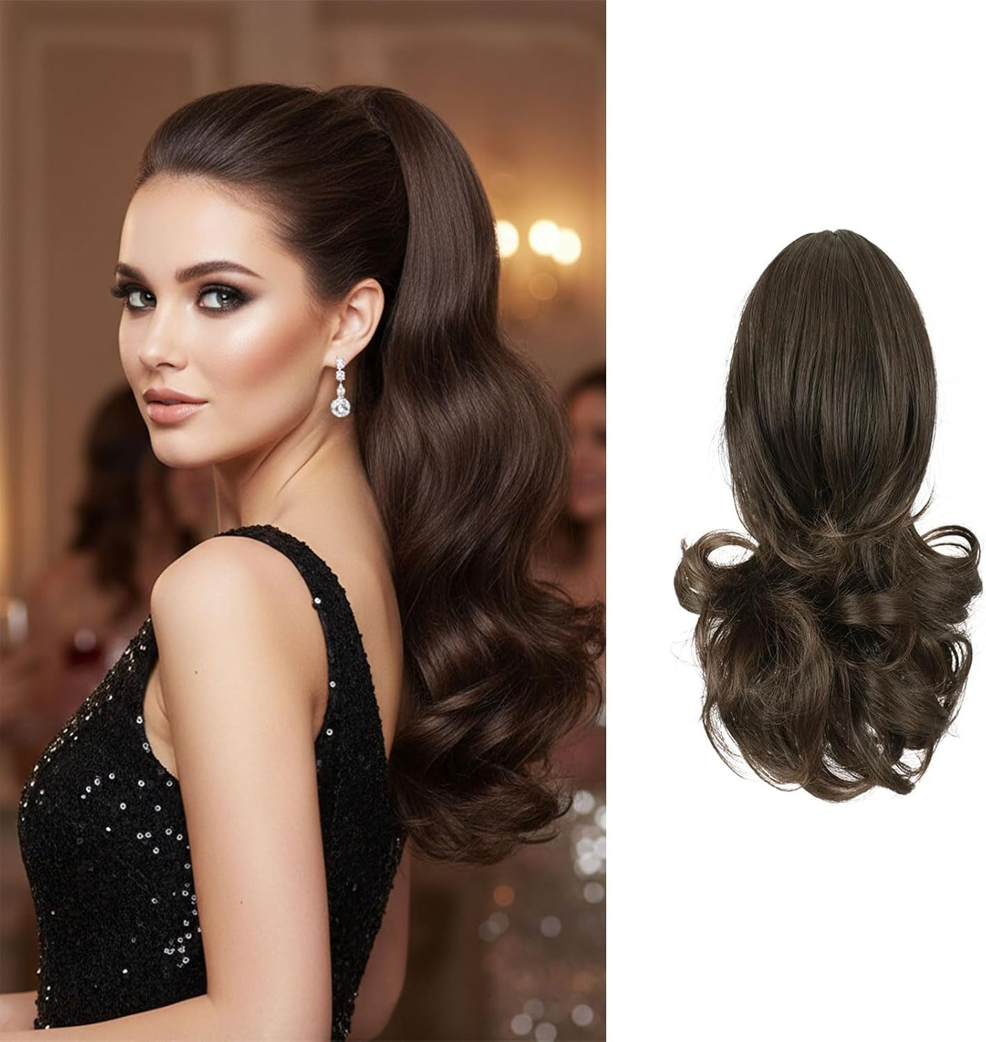 Long Curly Claw Clip Ponytail Extension 40Cm Heat-Resistant Synthetic Hairpiece Adds Volume & Length Natural-Looking Hair Extension for Women &ndash; Fengea image number 1