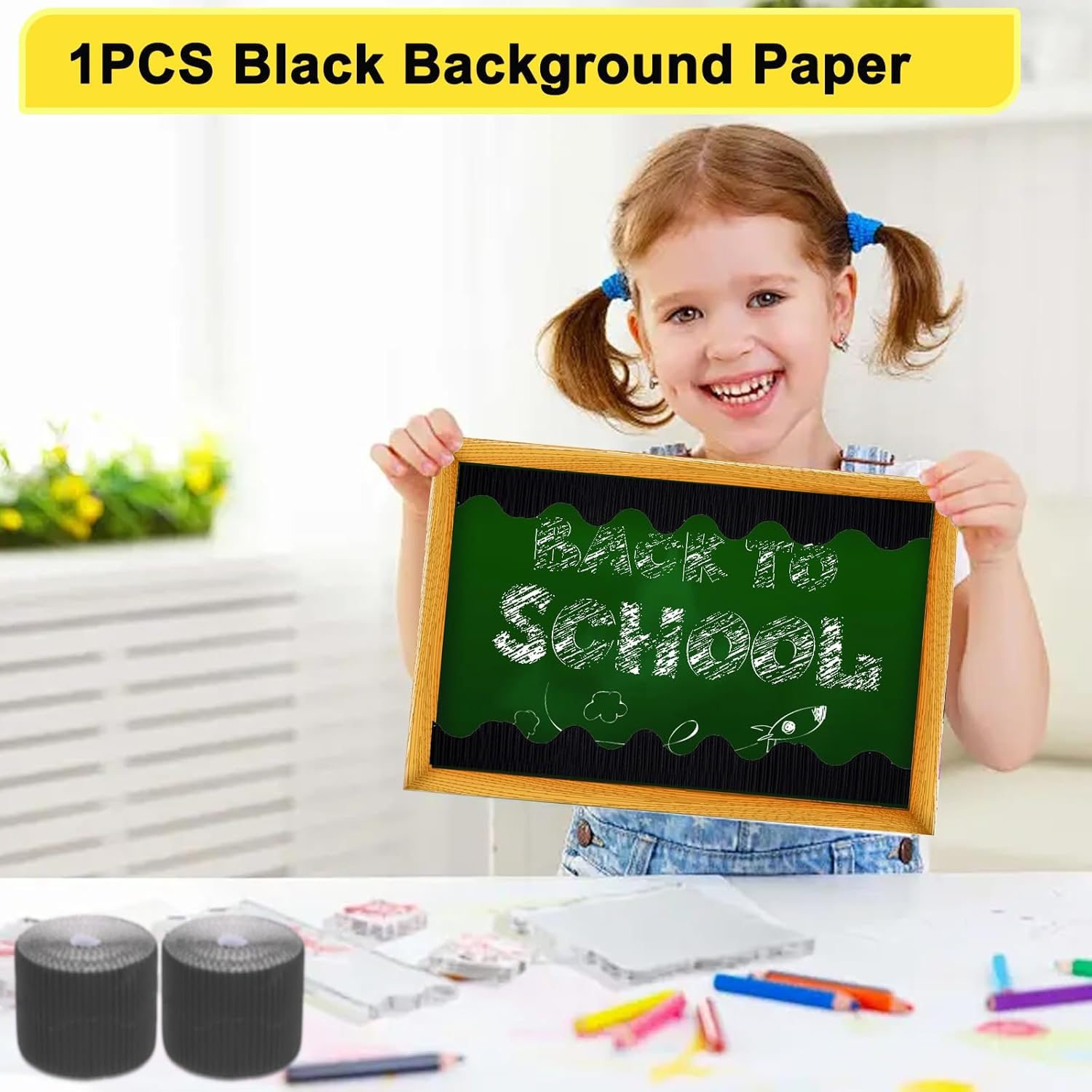 Corrugated Display Borders, 15M/Rolls, Black, Cardboard, Rectangular, Smooth, Border, Decorative Paper Rolls image number 2