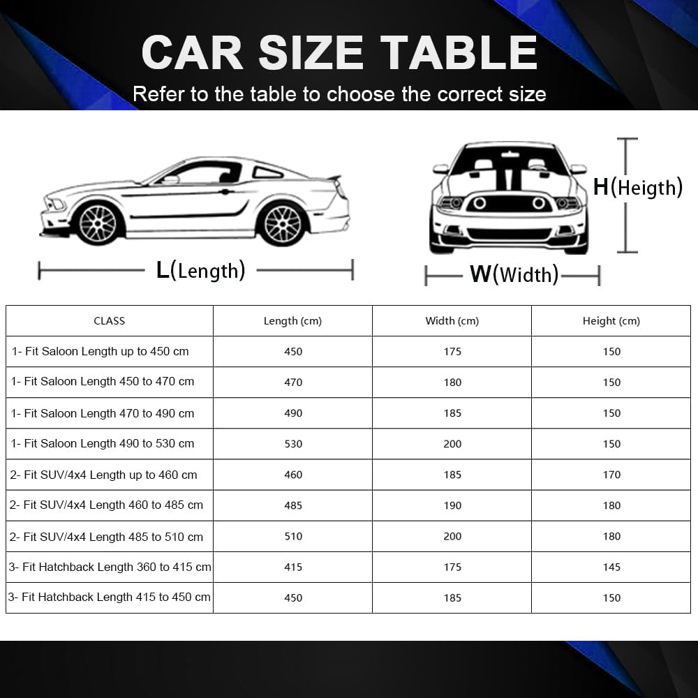 SUV Car Cover Waterproof Breathable, Outdoor Car Cover Rain Dust Sun UV Protection Universal Fit Qashqai,Volvo Xc40,Rangerover Evoque,Kia Sportage,Mini Countryman Etc. Fit Suv/4X4 (Up to 460Cm) image number 1