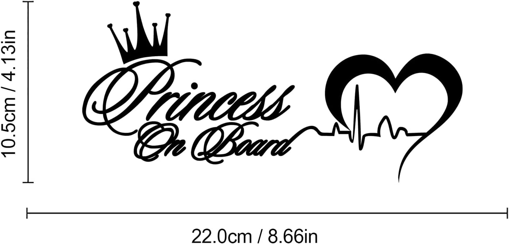 Princess on Board Sticker for Cars - Baby Girl Safety Sign, Heartbeat Decal for Car Window and Bumper (Colorful) - Colorful image number 4