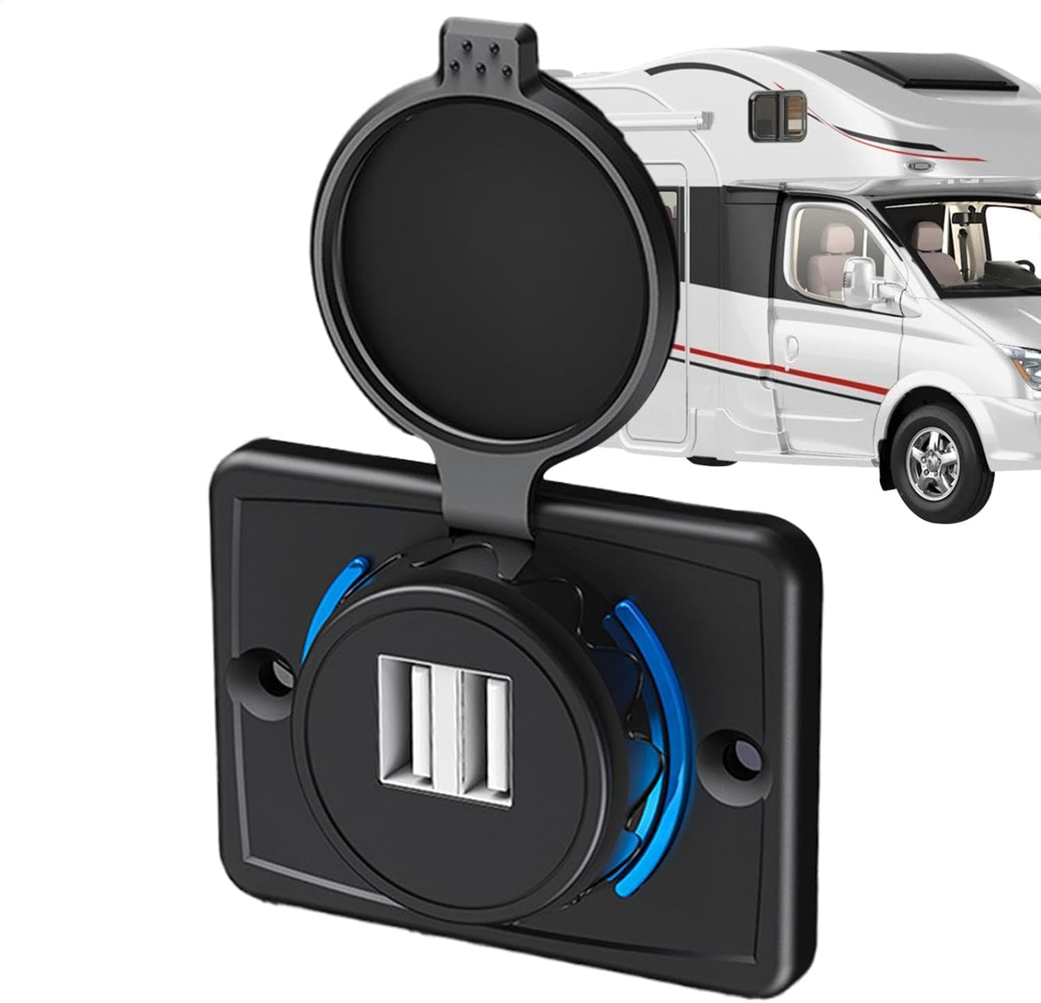 USB Outlet, RV Socket, Charging Panel, Wall Mount, USB Adapter, 3.1A USB Outlet Wall Mount,Car USB Socket, USB Charging Station, USB Outlet Adapter Replacement with Cover for ATV Bus Boat RV USB Outle