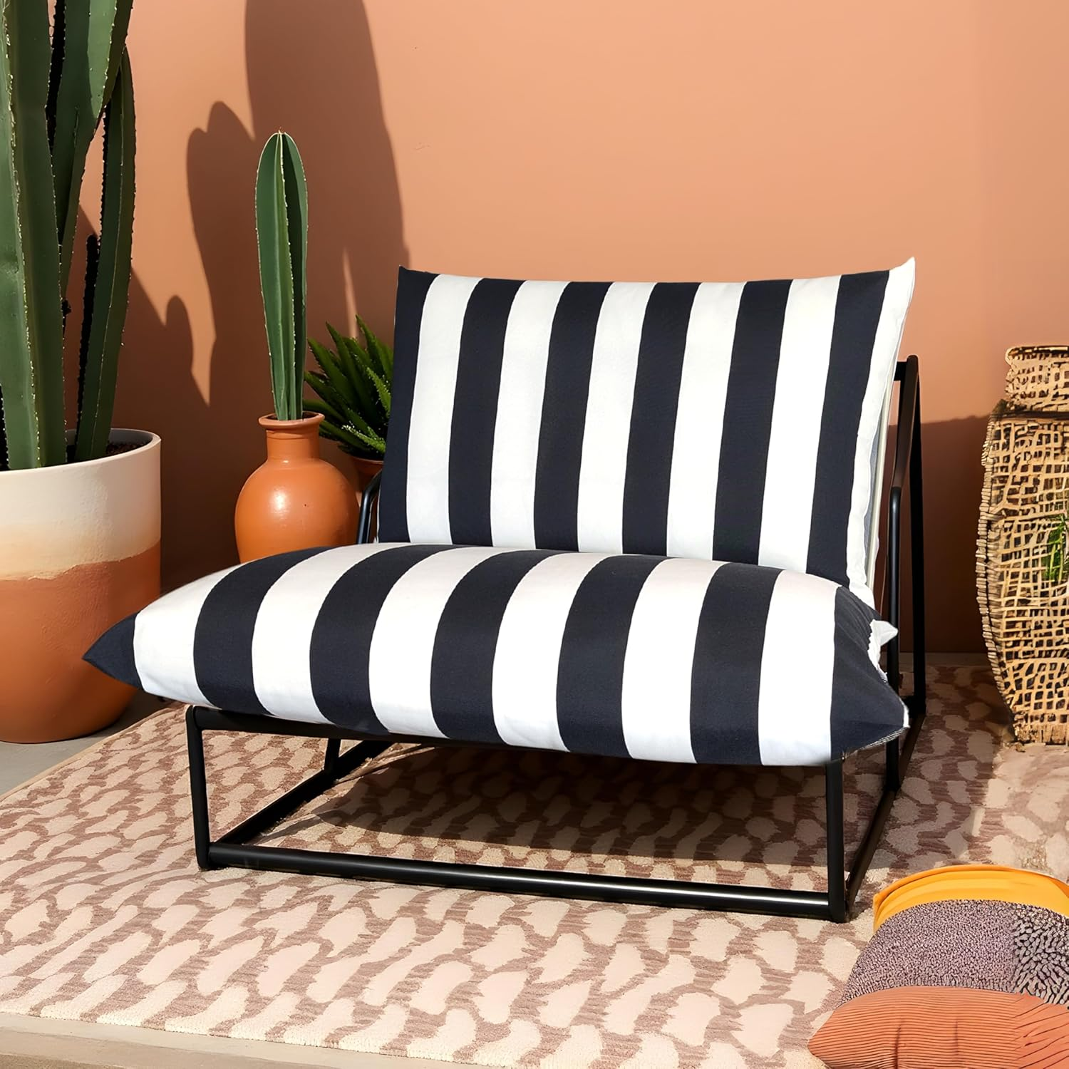 Rockin Cushions Black and White Stripe Outdoor Slipcovers, Compatible with IKEA HAVSTEN image number 4