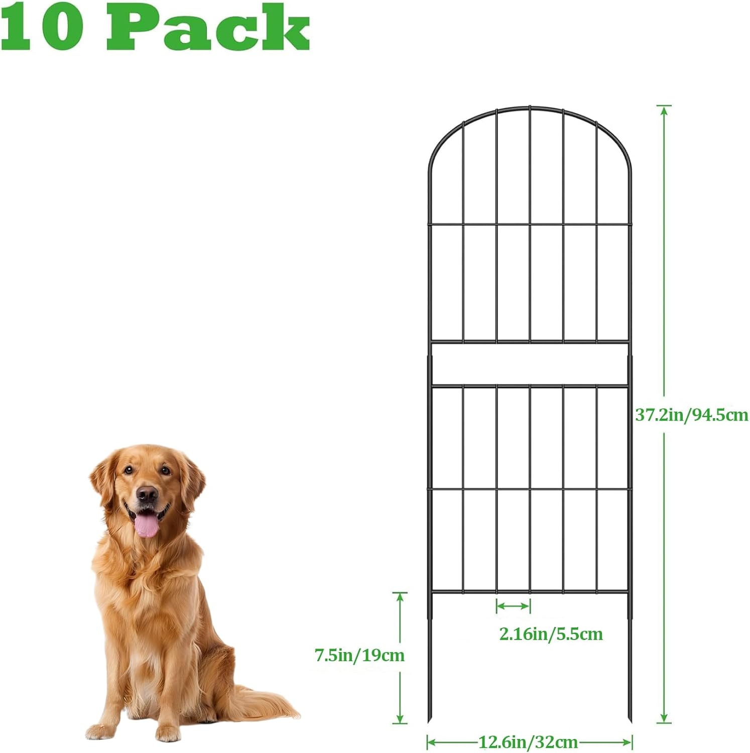 Decorative Garden Fence Fencing 10 Pack, Rustproof Metal Wire Panel Border Animal Barrier for Dog, Flower Edging for Yard Landscape Patio Outdoor Decor, Arched 92Cm*330Cm