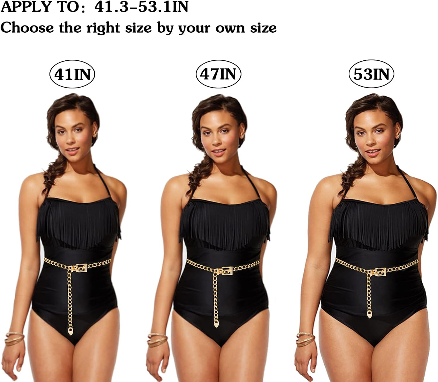 Chain Belt for Women Alloy Chunky Wasit Chain Adjustable Punk Link Belly Body Chain for Jeans Dresses image number 4