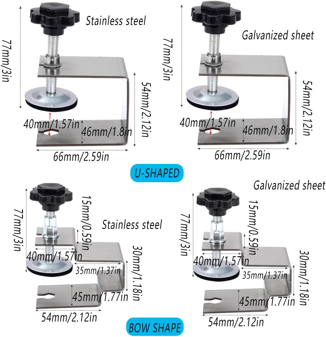 AIMALL 4 PCS Heavy Duty Stainless Steel Drawer Front Clamp C-Clamps for Woodworking DIY Projects - Durable Adjustable Clamps image number 1