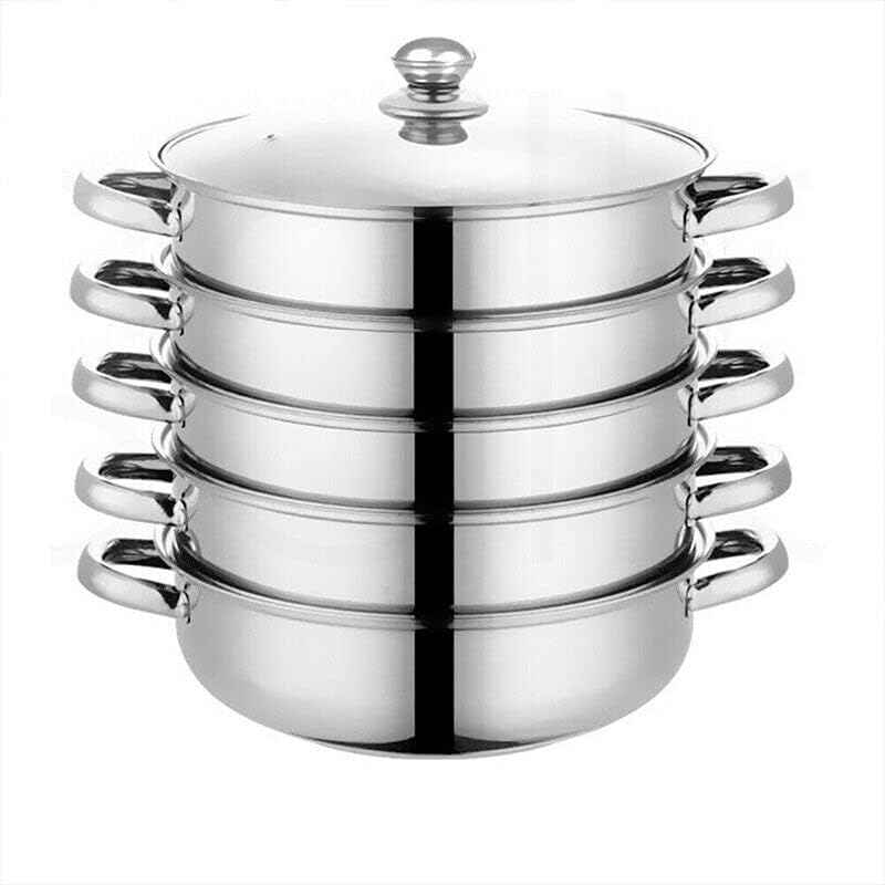 LEDON 4/5 Tier Stainless Steel Steamer Meat Vegetable Cooking Steam 28Cm Pot Cookware Stackable Cookware for Healthy Cooking, Stock Making & Meal Prep (5 Tier) image number 5