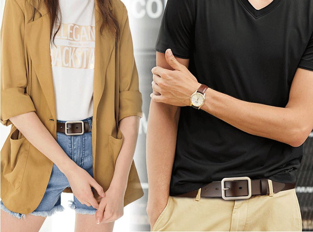 Vonsely Soft Wide Leather Belt for Jeans Shorts, Leather Belt with Metal Buckle image number 6