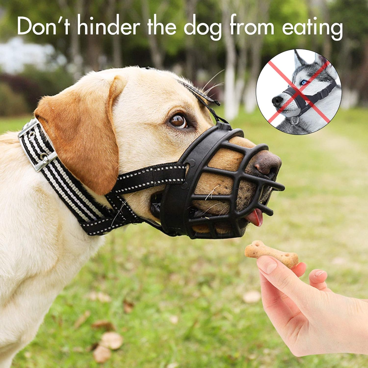 Dog Muzzle-Soft Basket Muzzle for Dogs Adjustable and Comfortable Secure Fit,Best to Prevent Biting,Chewing and Barking Head Snout 18.5-24''