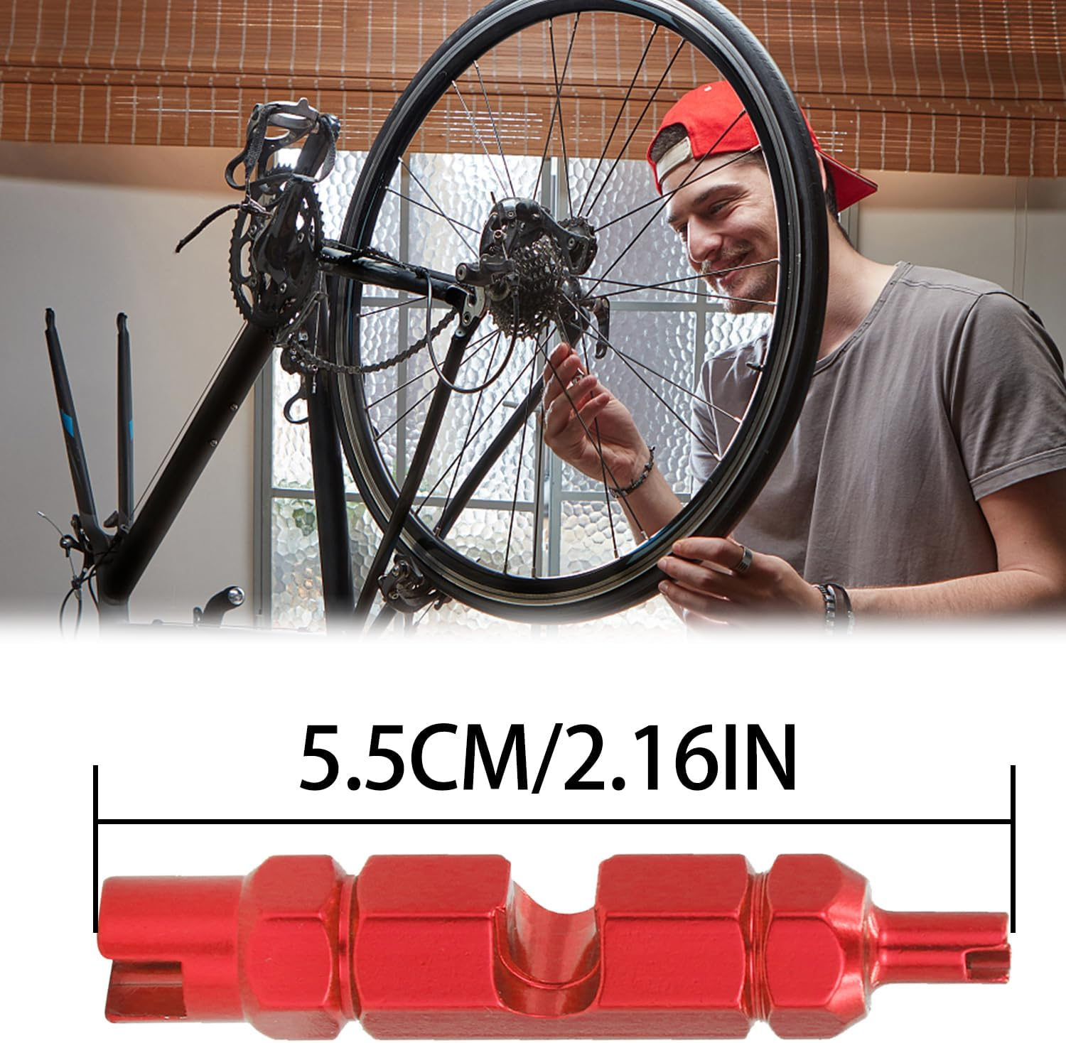 EKIND Valve Core Remover Tool Kit Bike and Car Valve Core Repair Tool for Presta/Schrader Tube (1Pcs, Red) image number 2