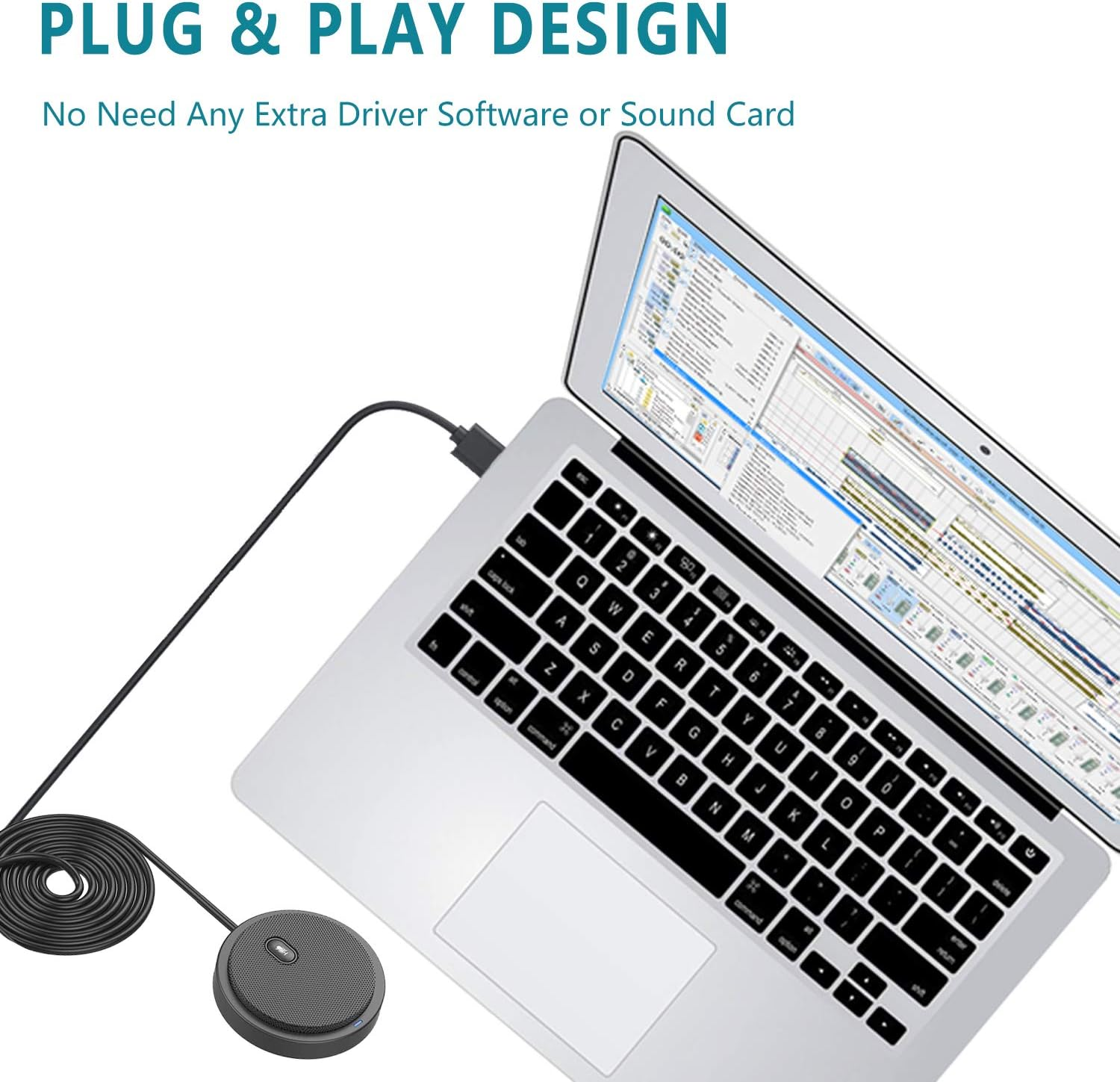 Upgraded USB Conference Microphone for Computer, 360&deg; Omnidirectional Condenser Mic with Mute Key, Great for Video Conference, Gaming, Chatting, Skype, Plug & Play, Windows Macos, Ideal for Gift image number 4