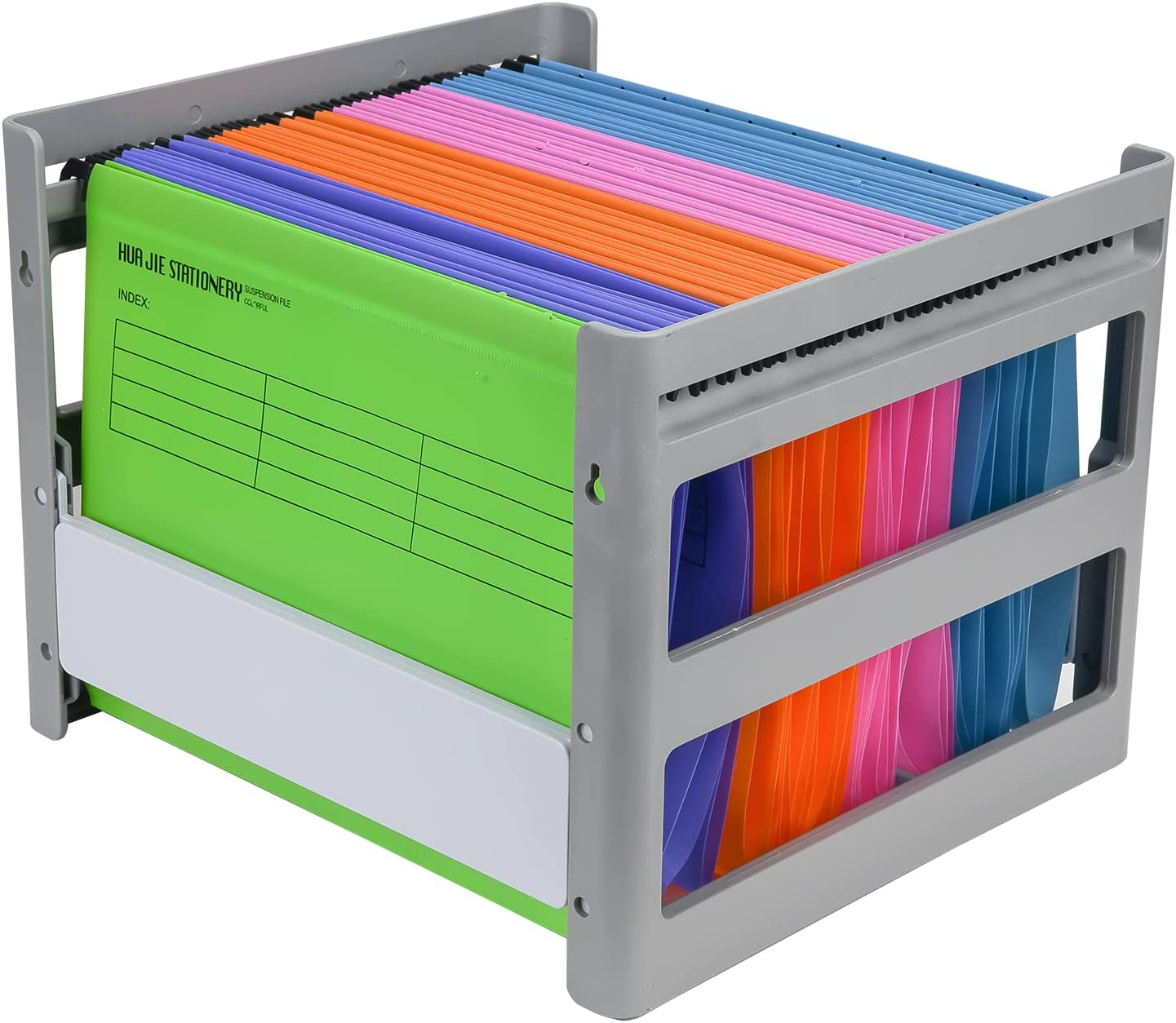 A4 Grey Plastic Hanging File Folder Shelf, for Office, Study, Hospital Data Organization,Outer Frame: 14.29X12.79X10.83 Inch image number 6