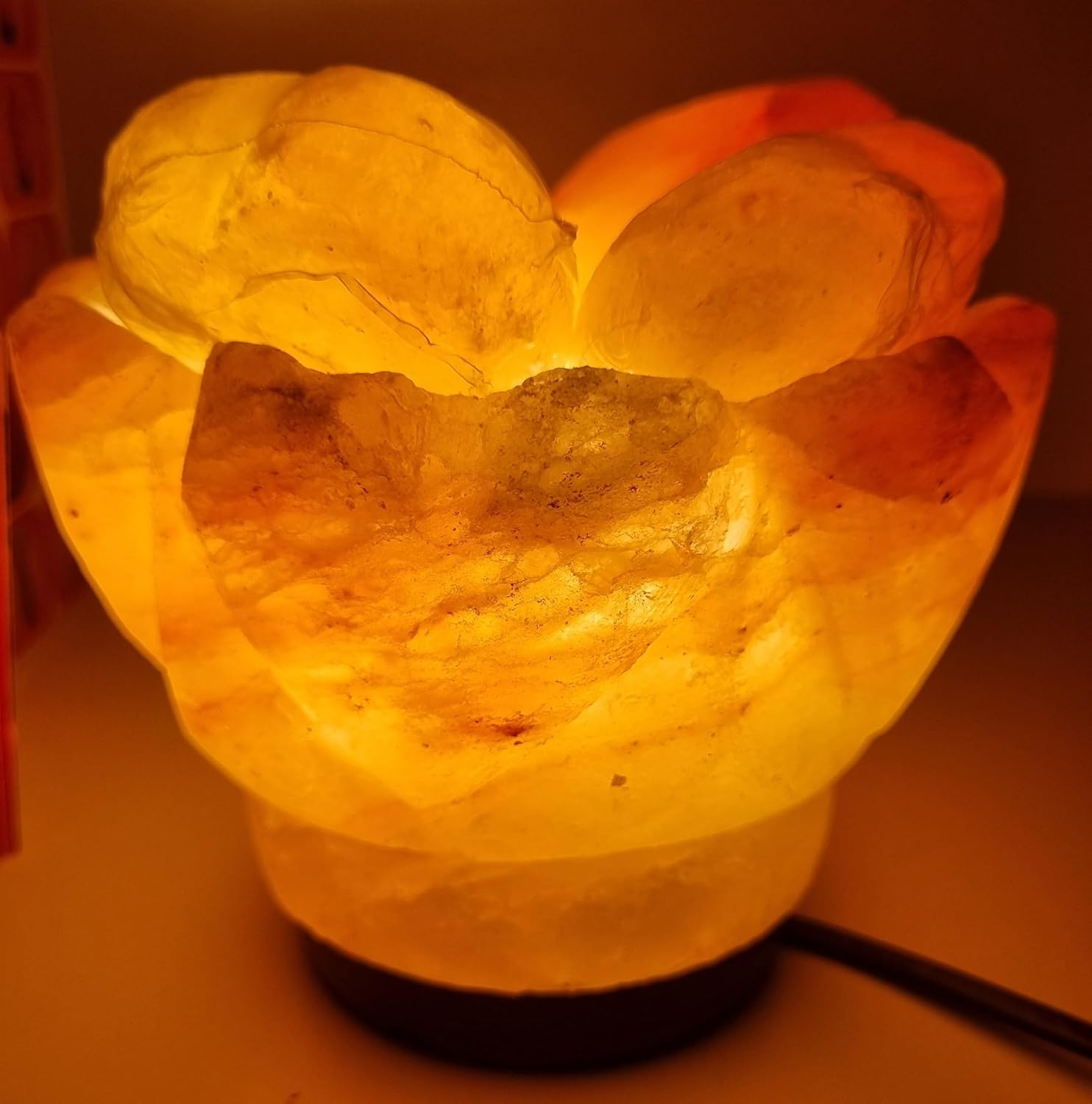 2-3 KG Himalayan Premium Heart Stylefire Bowl with Big Heart Chunks Salt Lamp 100% Authentic, Beautifully Hand Crafted Fire Bowl with Big Heart Chunks Comes with Complete Electric Fitting image number 6
