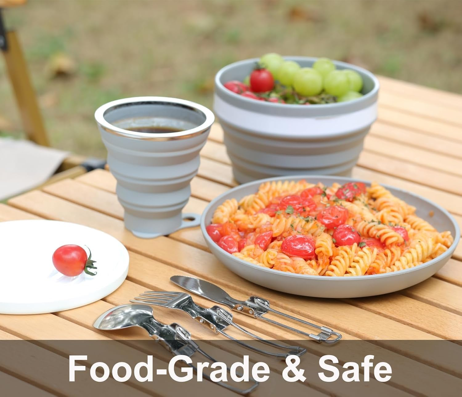 Camping Plate Bowl Cup Cutlery Set for 1, Folding Portable Camping Plates and Bowls Set, Crockery Sets for Hiking, Travel & Outdoor image number 1