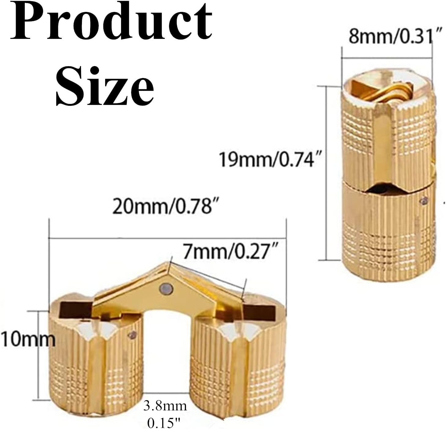 4 Pcs Hidden Brass Barrel Hinges, Concealed Box Hinges Invisible for Furniture, 180 Degree Opening Angle Cabinet Hinge for DIY Jewelry Box Hand Craft (Gold, 8Mm) image number 4