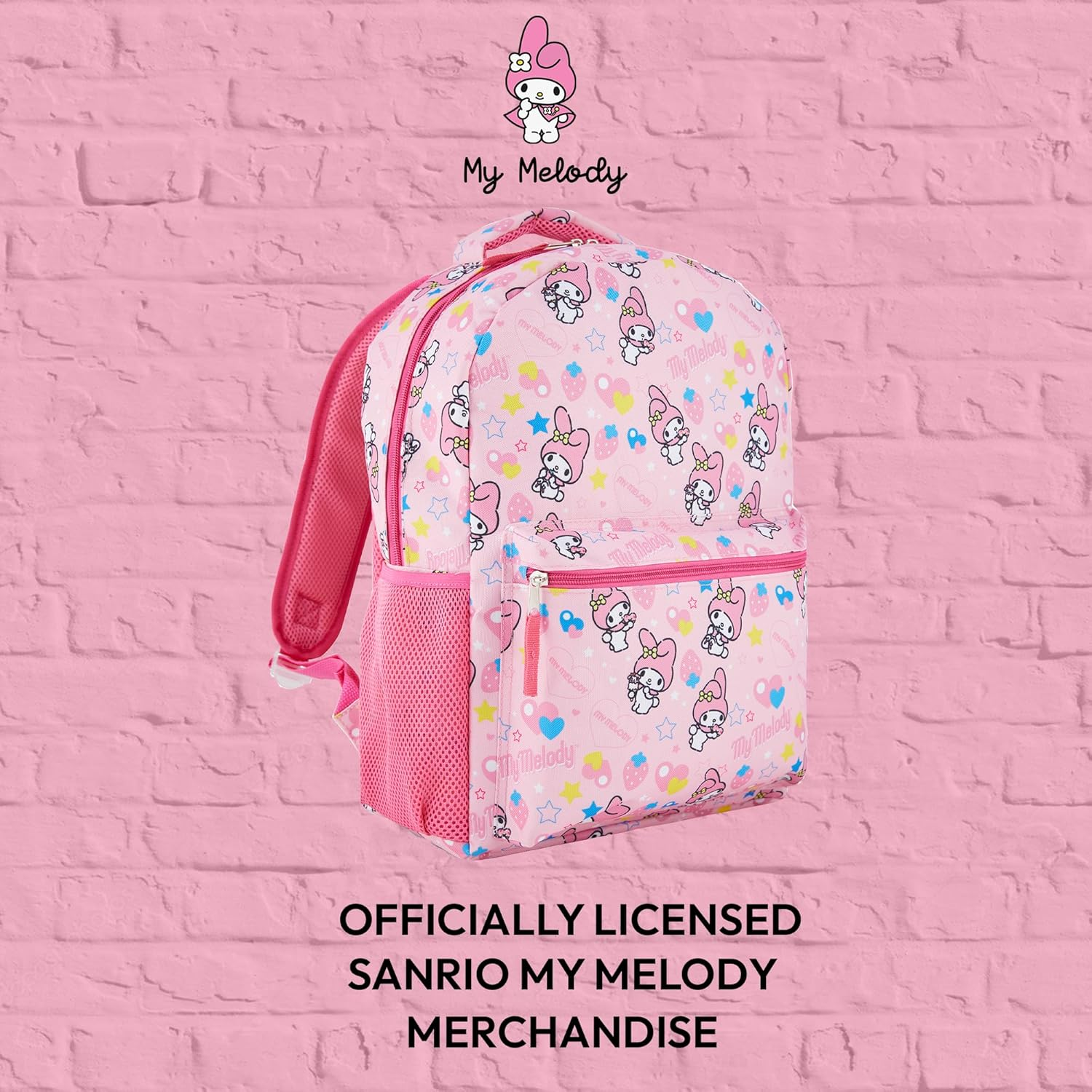 Hello Kitty Allover School Backpack - Hello Kitty, My Melody, Kuromi, Keroppi - Hello Kitty School Bookbag - Pink image number 6