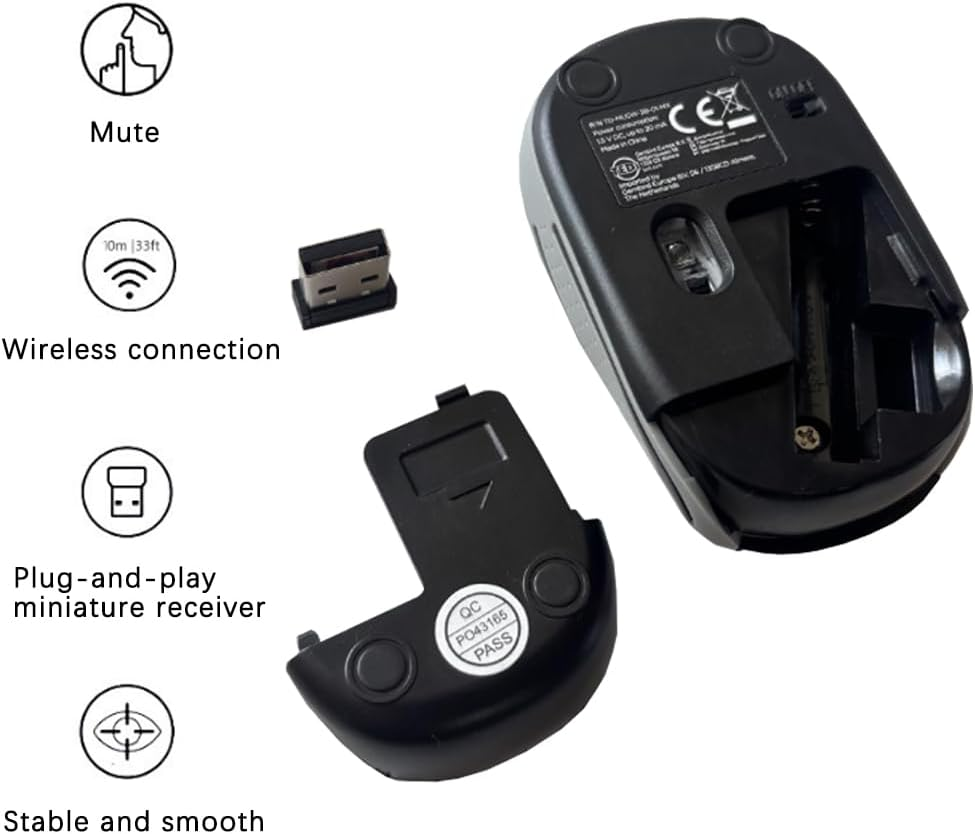 Wireless Mouse for Laptop, SUIJIEEN 2.4G Silent Mouse Wireless Bluetooth Mouse for Mac, Macbook Pro/Air, Ipad, and PC Small Portable,Black image number 4