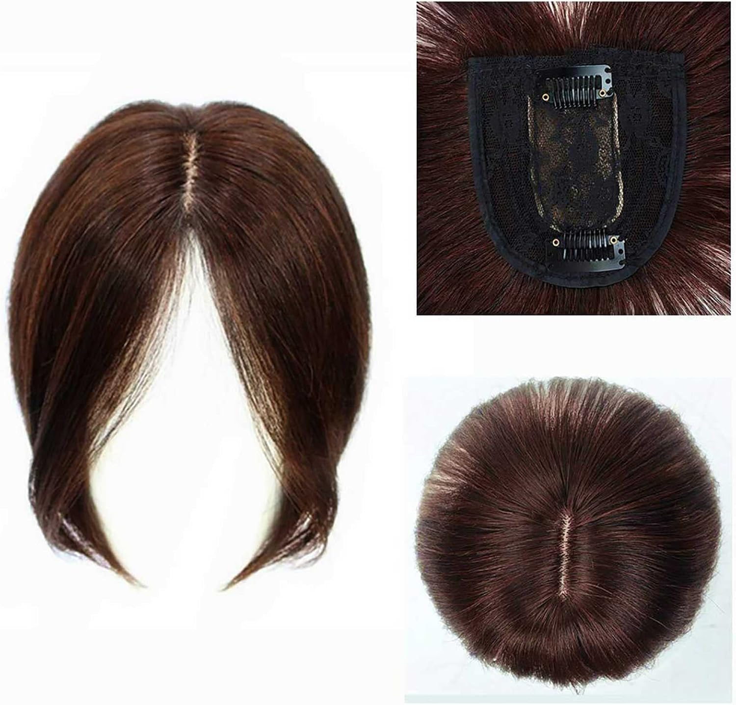 Real Topper Middle Side Part Human Hair, Hair Toppers for Women Real Human Hair No Bangs, Crown Topper Clip in Top Hairpieces for Women with Thinning Hair image number 2