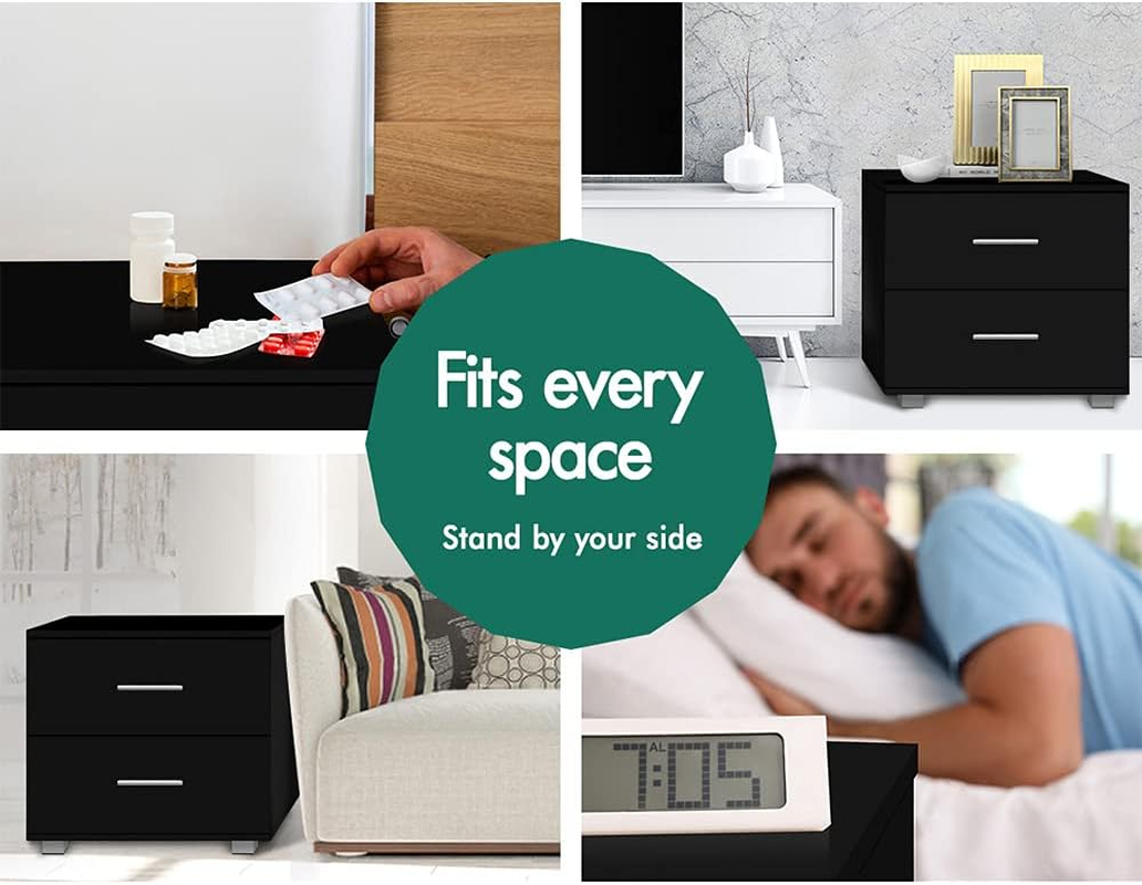 ALFORDSON Bedside Table High Gloss Nightstand 59Cm X 40Cm X 51Cm Storage Drawers Sofa Side Table Chest Cabinet Orangiser, Bedroom Living Room Storage Furniture image number 1