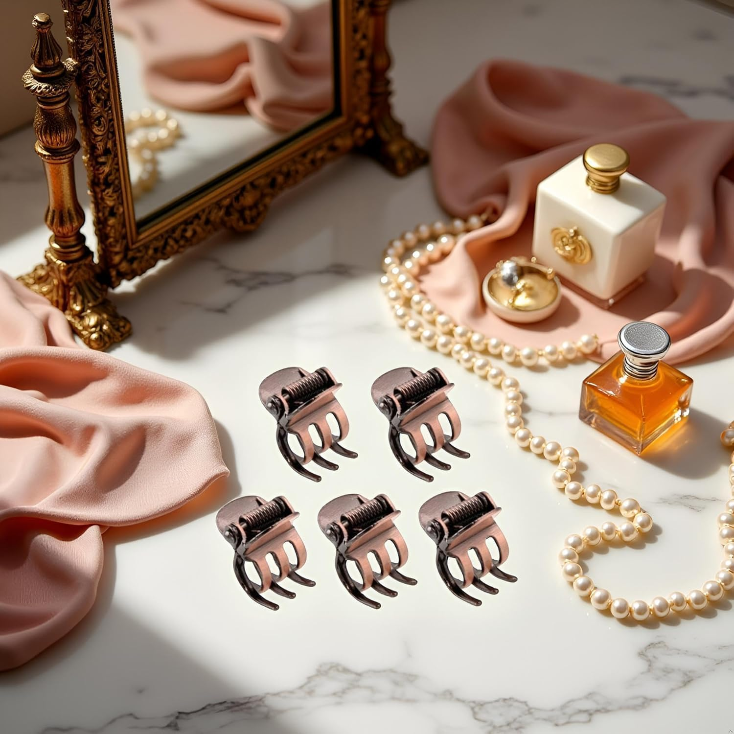 10PCS Mini Metal Hair Claw Clips for Women,Mini Metal Hair Claw Clips,Bronze Clamp Side Bangs Clip Hair Styling Tool Hairpins Hair Accessories for Women image number 5