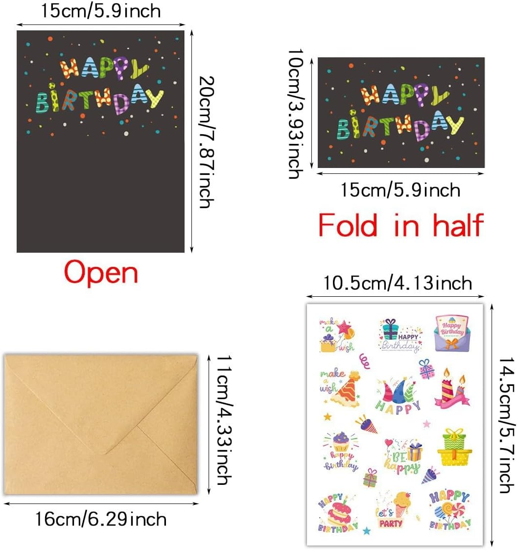 24 PCS Birthday Cards,With Envelopes & Stickers | 4X6 Inches Blank Happy Birthday Cards for Family, Kids, Friends and Office image number 3