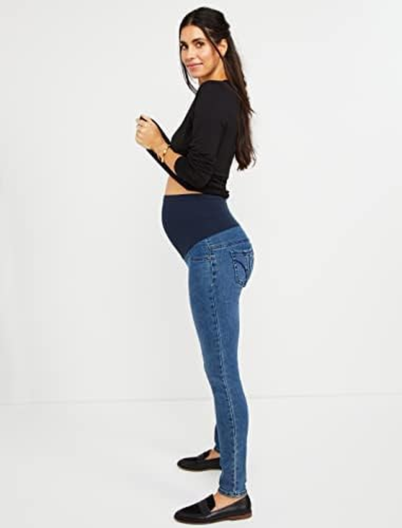 Motherhood Maternity Women'S Petite Indigo Blue Super Stretch Secret Fit Belly Skinny Denim Jean image number 3