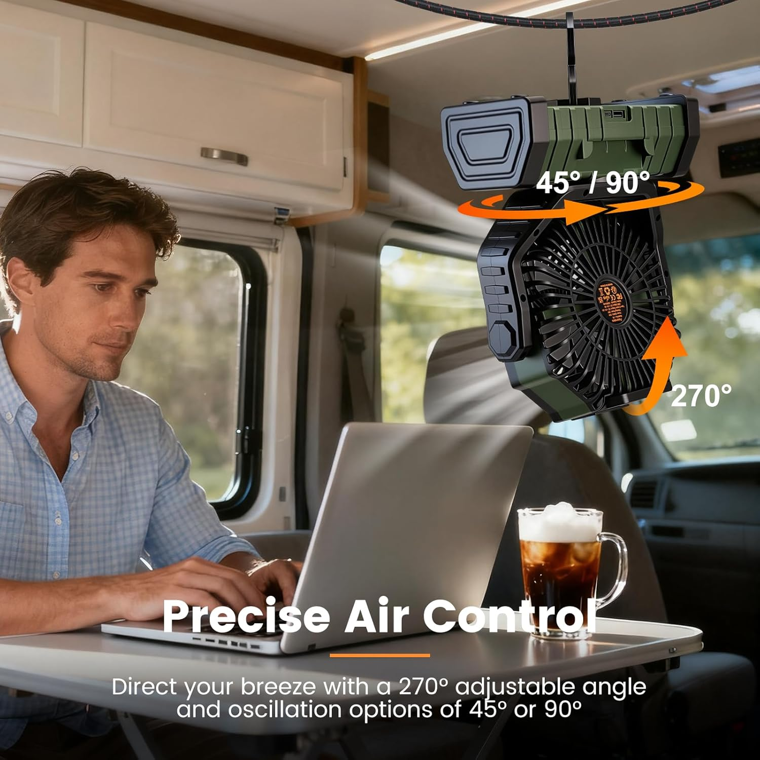 Minimighty Camping Fan 20000Mah Portable Rechargeable Fan for Camping with LED Lantern, Desk Fan 4 Speeds, Timer & Power Bank Function for Travel Outdoor Fishing Office RV image number 4