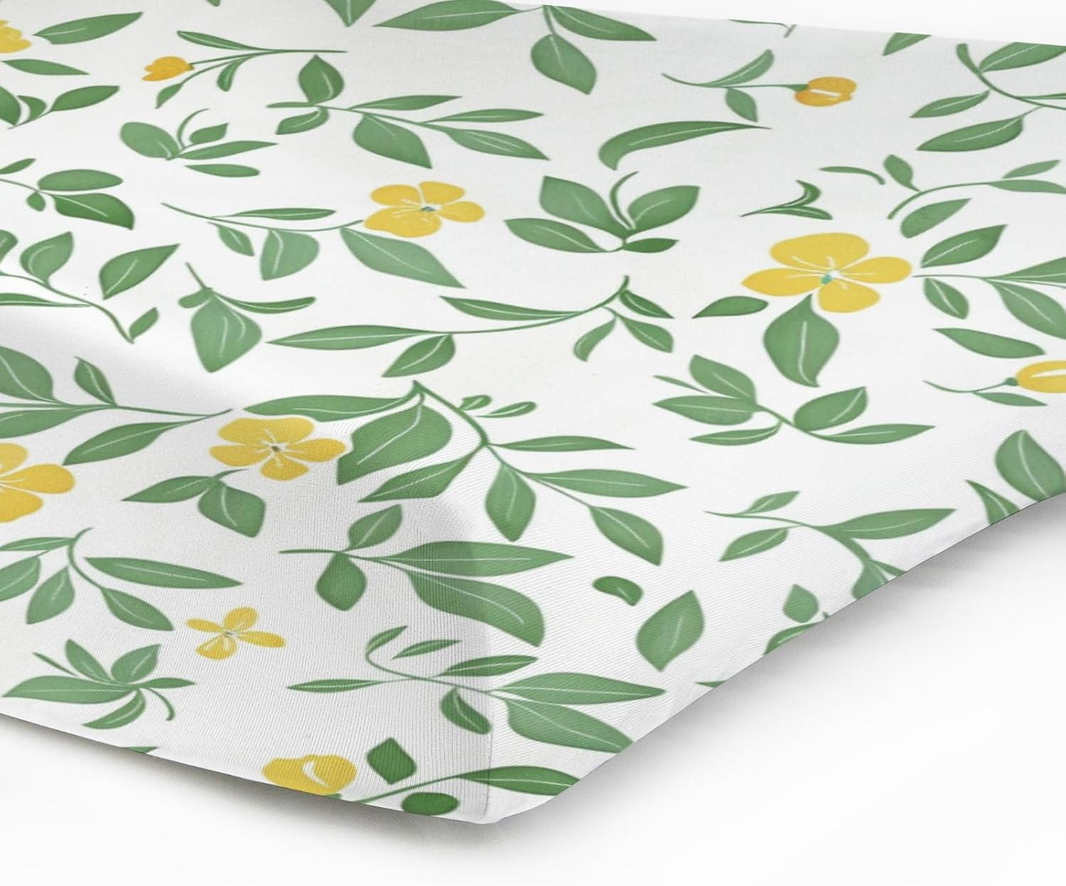 Floral Leaves Baby Changing Pad Covers,Unisex Fitted Changing Pad Cover for Baby Girls Boys,Comfortable Breathable Changing Table Covers,Polyester Easy Care Baby Changing Table Sheets for Girls image number 1