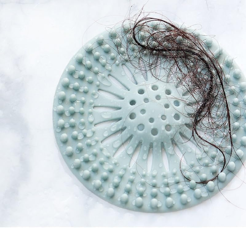 3 Pack Pet Dog Hair Catcher Shower Drain Cover,Hair Stopper Drain Protector Universal Silicone Sink Strainer for Bathtub Kitchen and Bathroom (Blue, One Size) image number 1