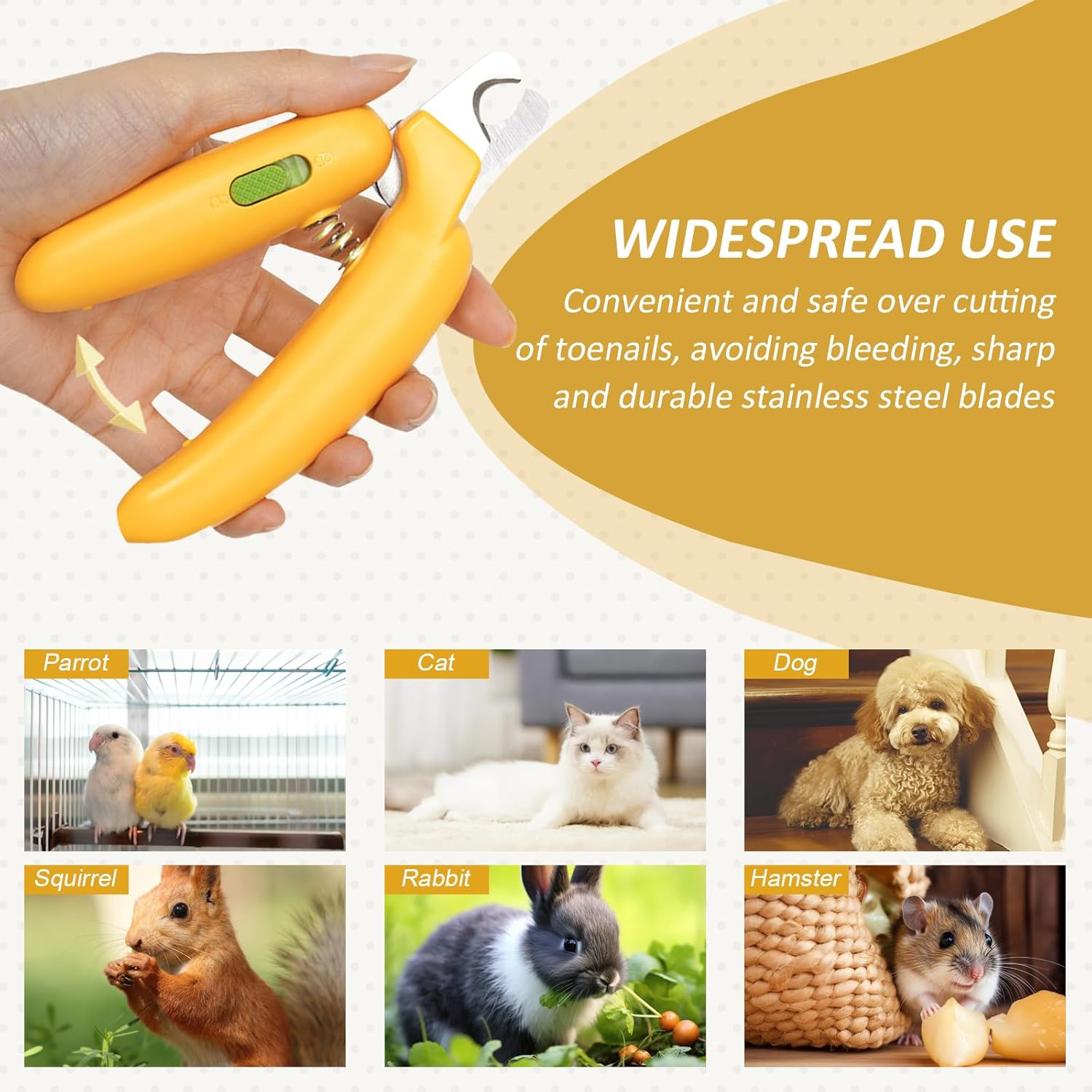 Professional Claw Scissors for Dogs and Cats, Stainless Steel Claw Pliers, Mini Banana Dog Claw Cutter, Claw Scissors with Splash-Proof Protective Device, for Medium and Small Pets Claw Care image number 2