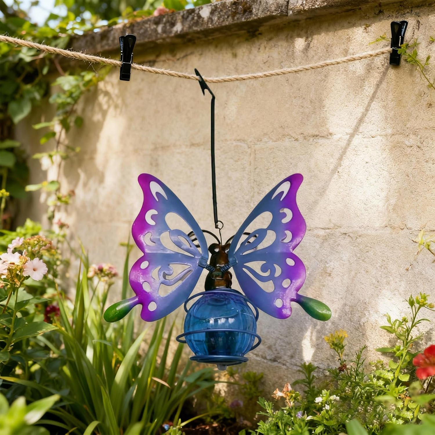 UOY Solar Lights for Outdoor Garden Decoration Outdoor Solar Glass, Butterfly Solar Glass, Waterproof Garden Light, Hanging Light Decoration, Solar Lanterns for Outdoor Garden, Solar Lantern For image number 5