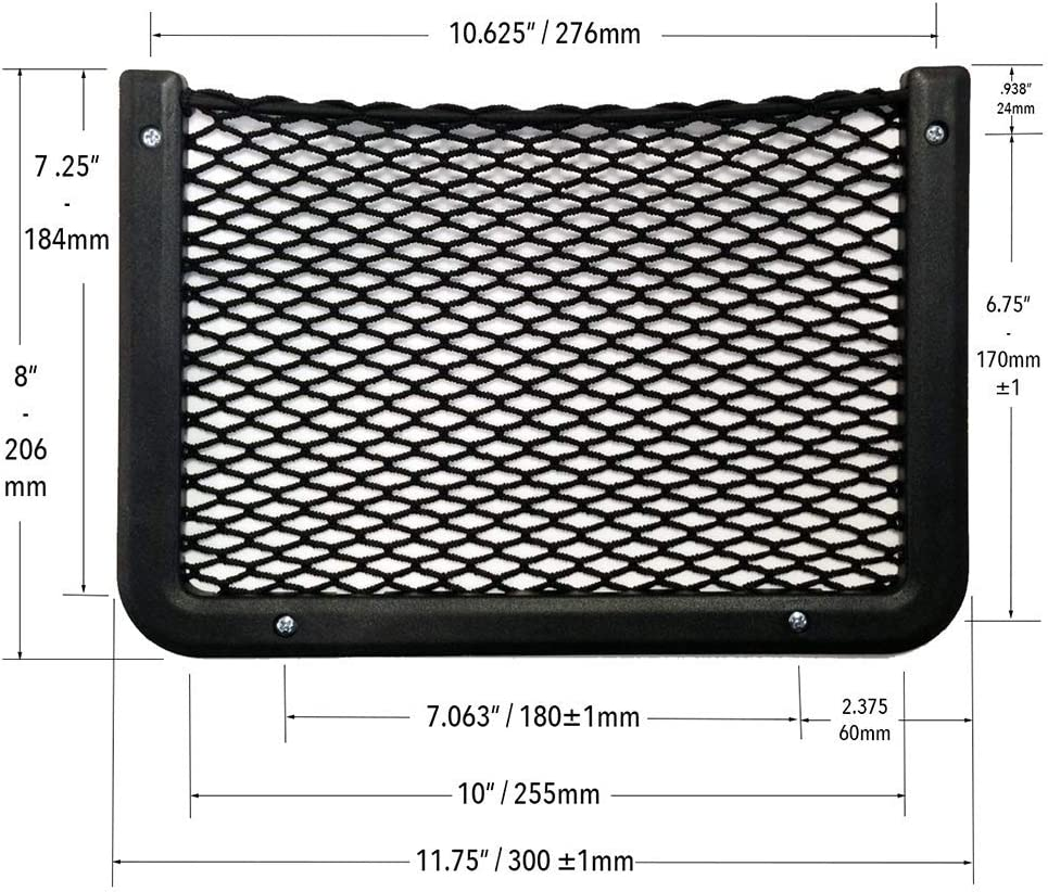 Framed Stretch Mesh Net Pocket for Auto, RV, or Home Organization and Storage (8" X 11") image number 1