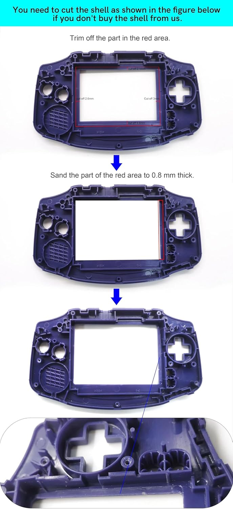 HISPEEDIDO V5 Screen Backlight Backlit LCD Replacement Mod Kits, Touch Control High Brightness IPS for GBA Game Boy Advance NO NEED CUT Shell Case Easy Installation image number 1