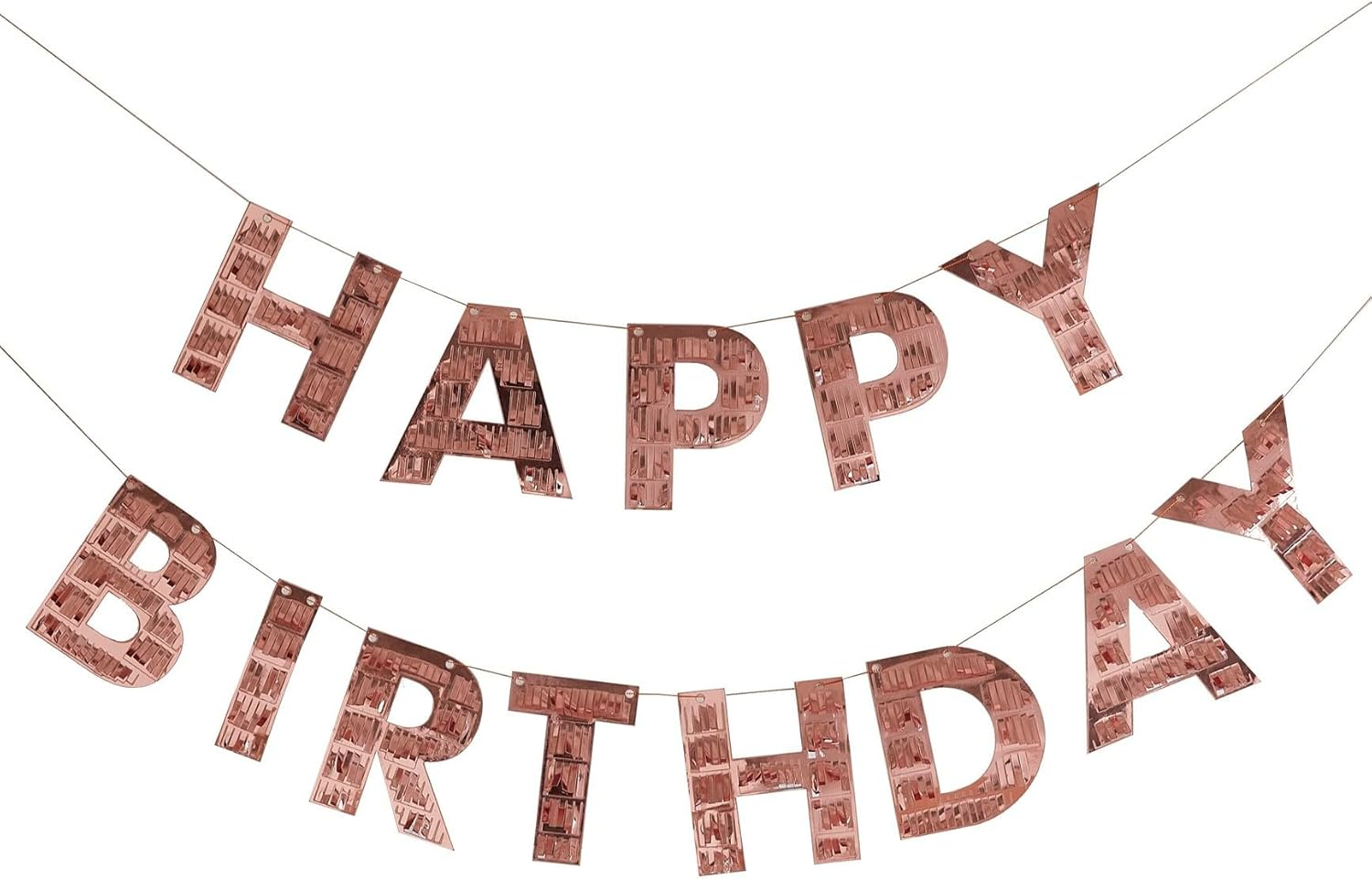 Ginger Ray Happy Birthday Fringe Bunting, Rose Gold, 1.5 M Size