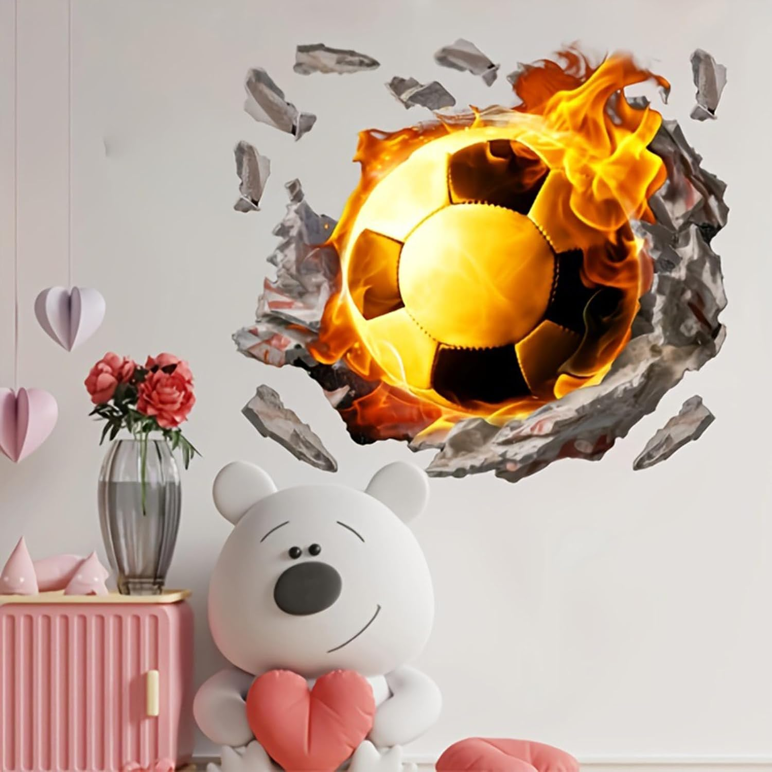 Sports Wall Stickers, Soccer Wall Stickers, 3D Soccer Wall Decal for Living Room, Bedroom, Kids Room, Home Decoration (T0206)