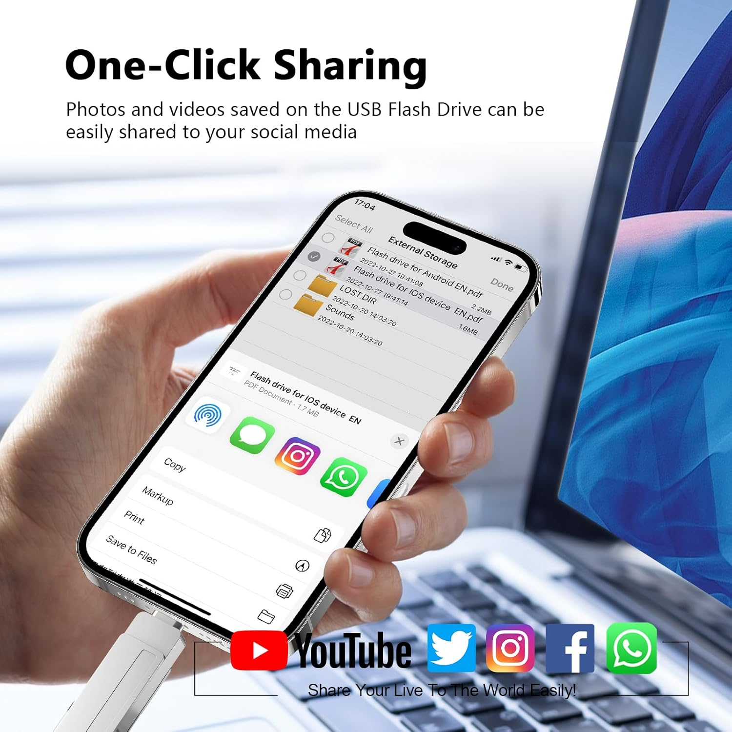 3 in 1 Flash Drive for Iphone - 256GB Phone Photo Stick for Backup, High Speed USB Memory Stick, USB Thumb Drive for Iphone/Ipad/Pc/More Devices (Silver) image number 6