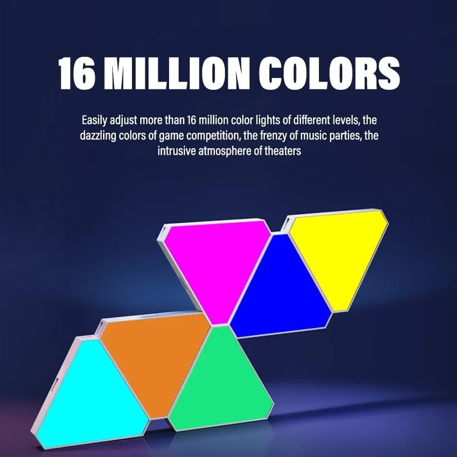 Uantii Smart Triangle Wall Light Hexagonal Lamp LED Indoor Atmosphere Light Gaming Lamp Music Sync Decoration Lamp Bluetooth App Control (10)