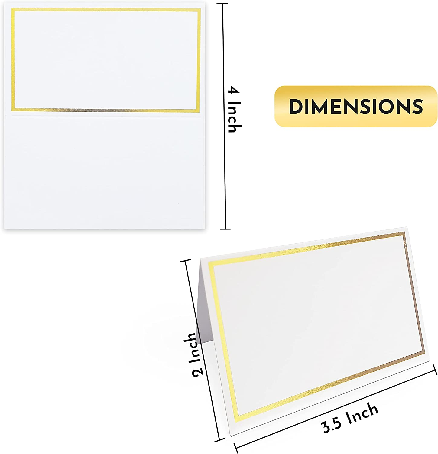 Evaster Premium Tent Name Place Cards with Gold Foil Border - Pack of 100, 2X3.5 Inches for Table Setting, Weddings, Banquets, Dinner Parties and Events image number 4