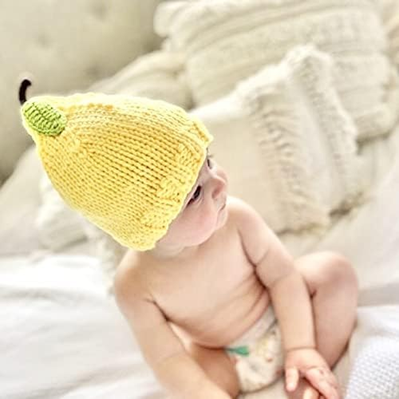 Tinker Tot Winter Baby Beanie L Lemon 4-8 Months Soft & Warm Crocket Knit Kids Beanie for Boys and Girls with Warm Earflap L Handmade Newborn Baby to Toddler Beanie Hat &ndash; M image number 1