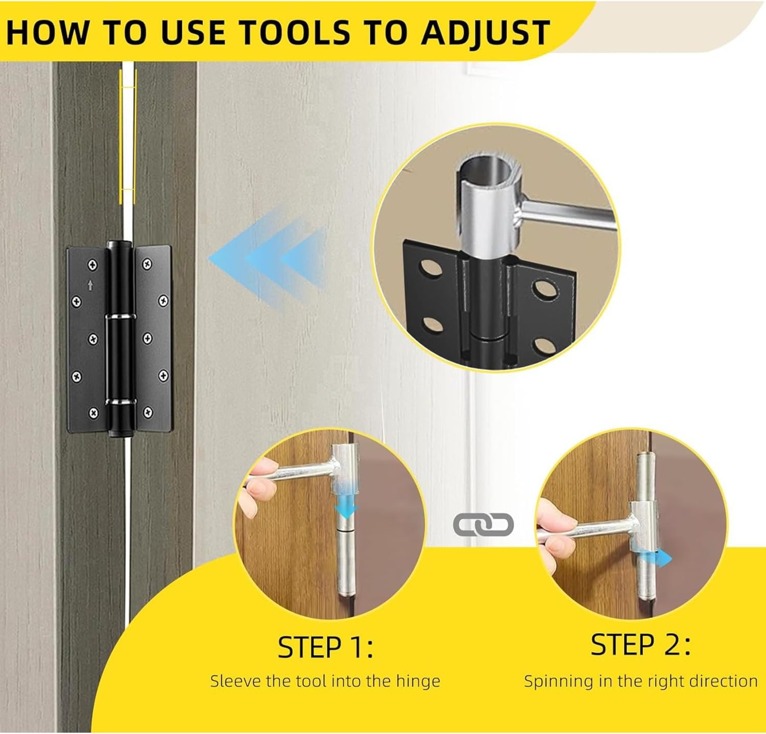 2 PCS Door Hinge Adjustment Tool, Heavy Duty Hinges Gap Adjusting Wrench, Double-Head Door Hinge Repair Spanner, Door Alignment Hand Tool for Flag Hingehinge Wrench for Various Door Hinge Gaps image number 2