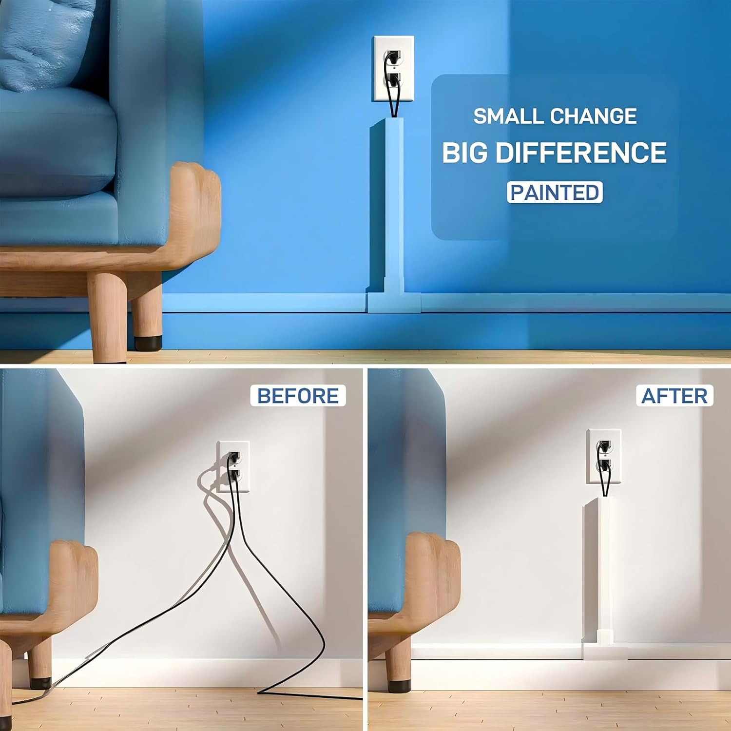 Cord Hider, 400CM / 157In Wire Covers for Cords on Wall, Premium Cable Hider Cord Covers for Wires, Cable Management Wire Hiders for TV, Cable Raceway Kit, 10Pcs 0.59In W X 0.35In H X 15.75In L image number 4