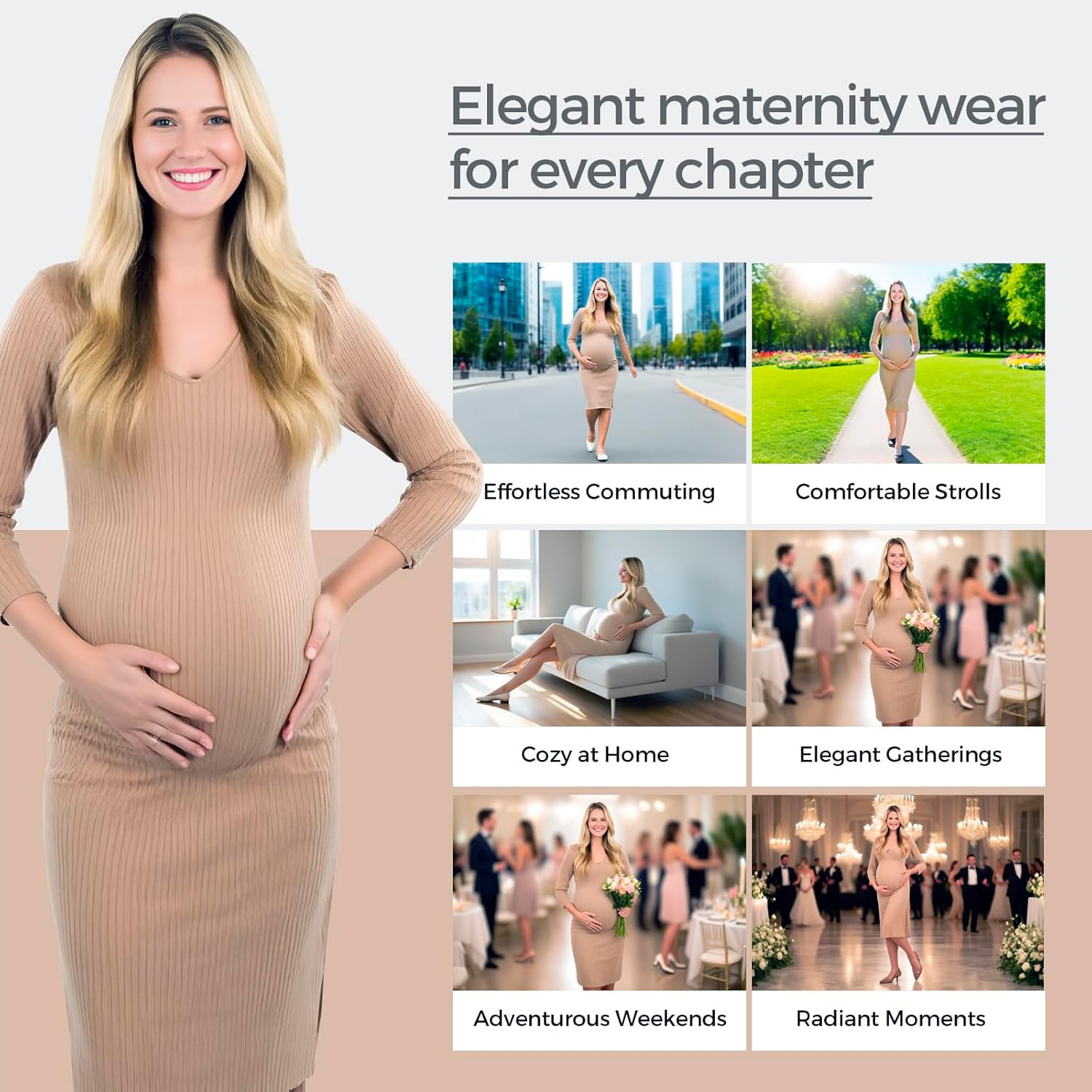 Maternity Dress Sexy Slim V-Neck Long Sleeve