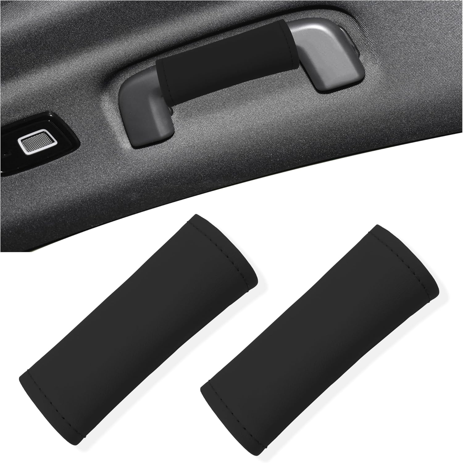 2PCS Leather inside Car Door Handle Protector,Colorful Car Handle Cover for Car Decorations & Door Pull Handle Protections,Universal Interior Car Door Handle Scratch Protector (Black)