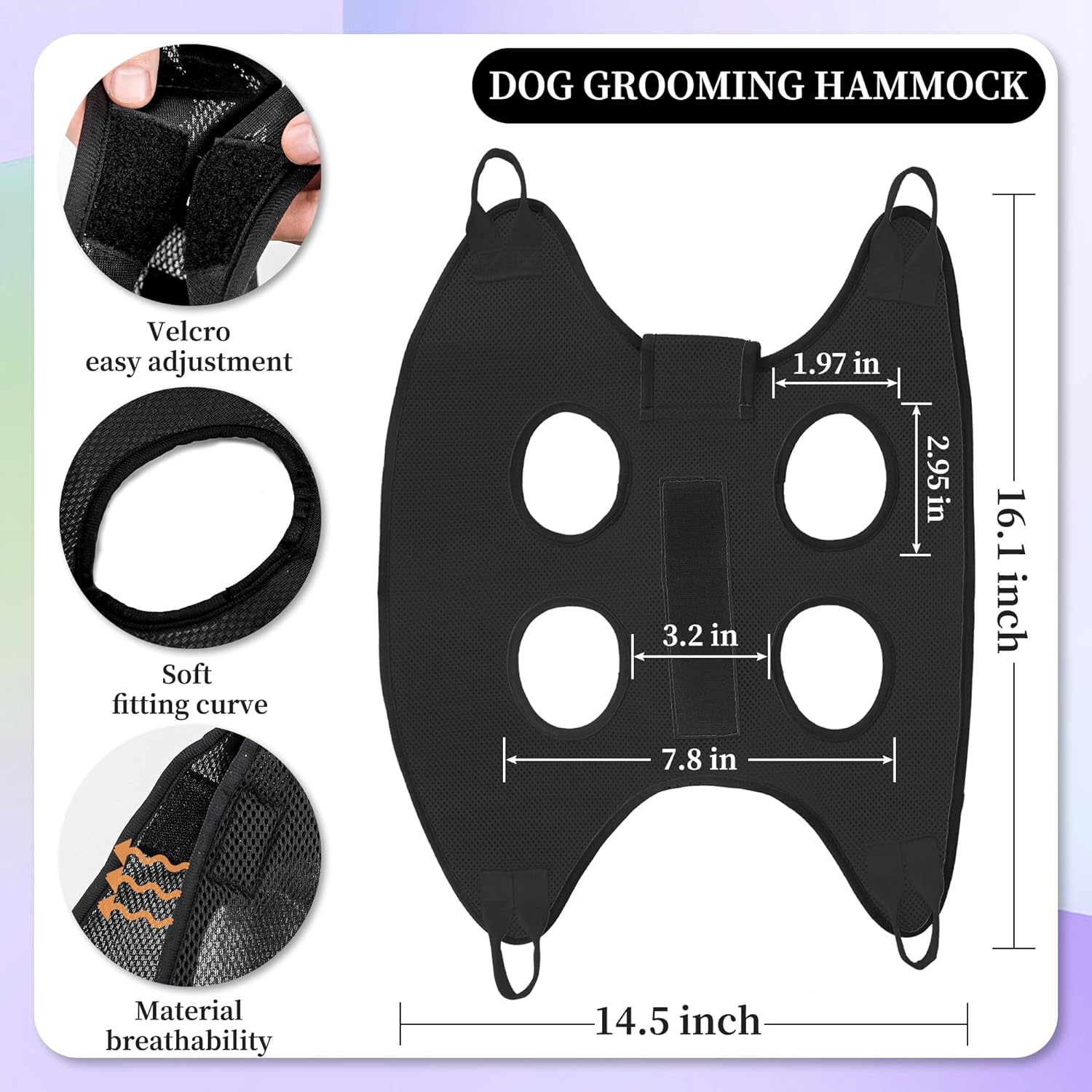 Patiencet Cat Grooming Hammock Pet Hammock Cat Nail Clipper Hammock for Nail Trimming Dog Sling for Nail Clipping Dog Hanging Harness (Black XS) image number 5